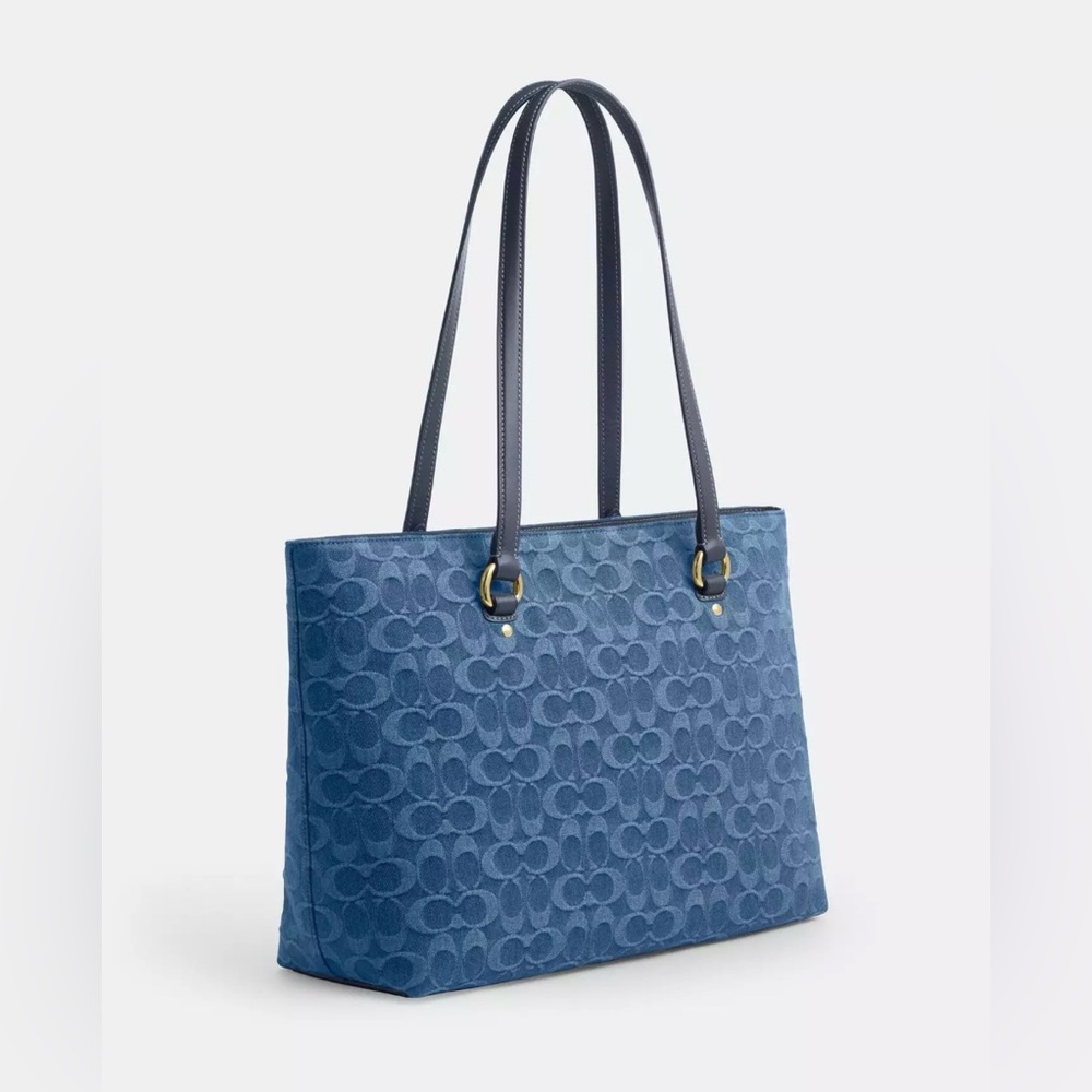 NWT Coach Denim Blue Signature Tote - Picture 12 of 16